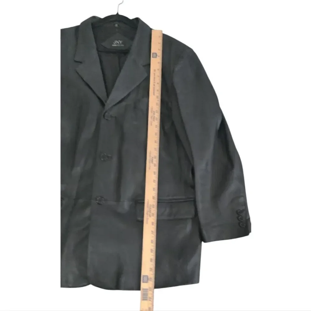 Jones New York Black Leather Jacket Blazer Suit Jacket Size 50R